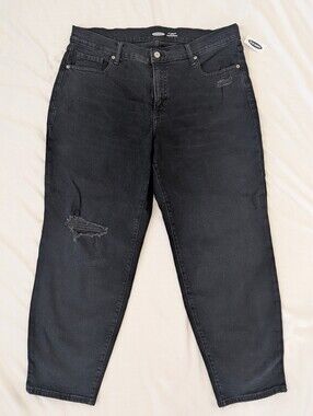 NWT Old Navy O.G. Straight High Rise Black Distressed Jeans Women's Size 18 Plus
